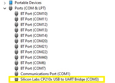 Silabs drivers installed